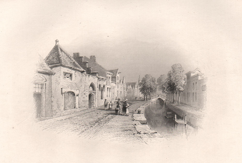 The Jerusalem Hof, LEIDEN, Netherlands. Pilgrim fathers. BARTLETT 1854 print